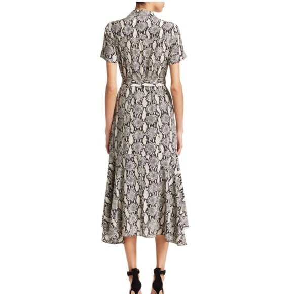 A.L.C. Clarkson Snakeskin Print Silk Midi Shirt Dress Size 0 - Picture 2 of 15